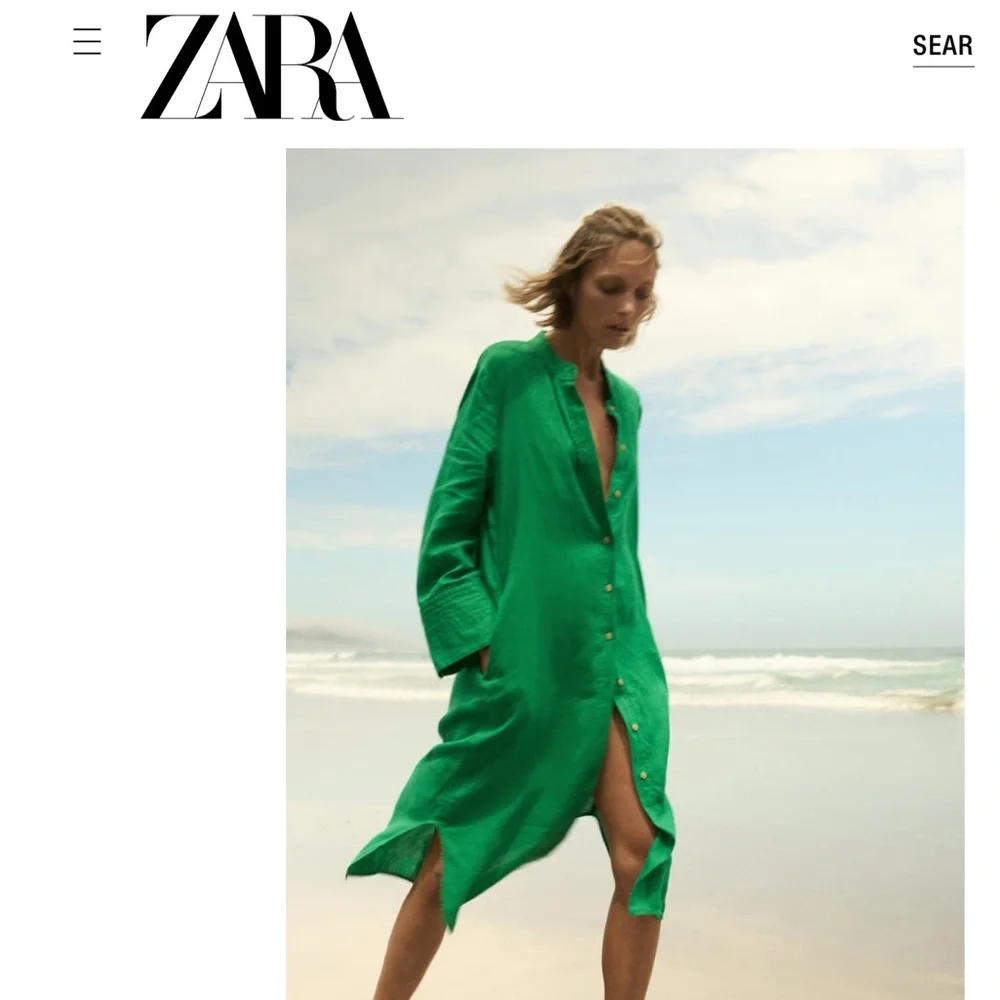 Zara linen tunic dress emerald green XL_9